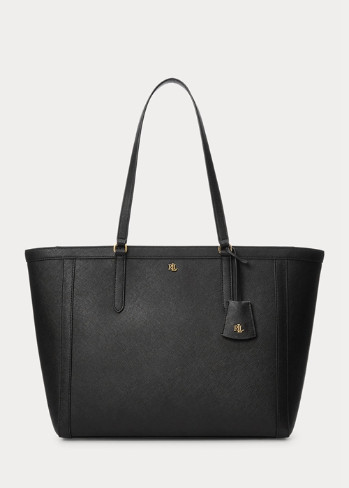 Black Ralph Lauren Crosshatch Leather Large Clare Women's Tote Bags | 5463-XOVGI