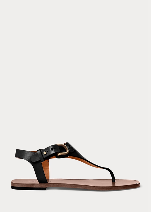 Black Ralph Lauren Delancie Welington Calfskin Women's Sandals | 5724-GPWRO