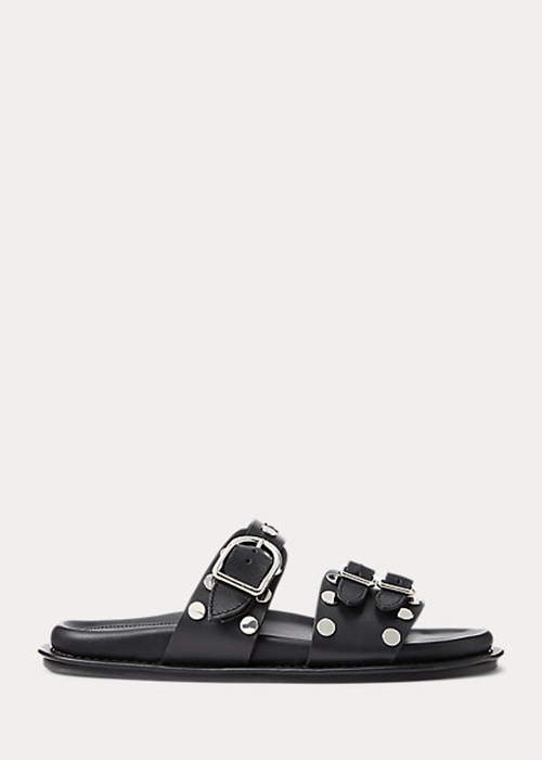 Black Ralph Lauren Ezra Studded Lambskin Women's Sandals | 6243-GBSDP