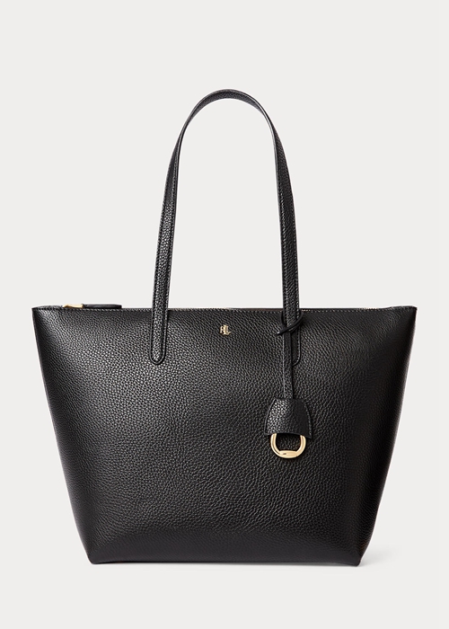 Black Ralph Lauren Faux-Leather Small Women's Tote Bags | 1375-AHNMQ