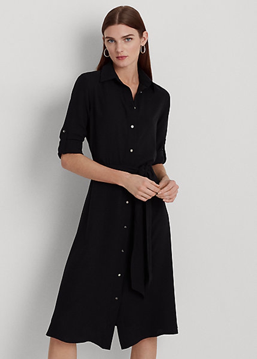 Black Ralph Lauren Fit-and-Flaredress Women's Dress | 8425-NCKWS