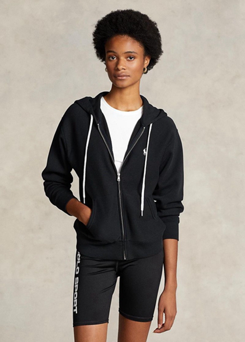 Black Ralph Lauren Fleece Full-zip Women's Hoodie | 9124-YOSAU