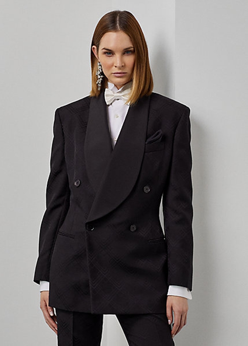 Black Ralph Lauren Gregory Jacquard Tuxedo Women's Jackets | 1350-PTCVG