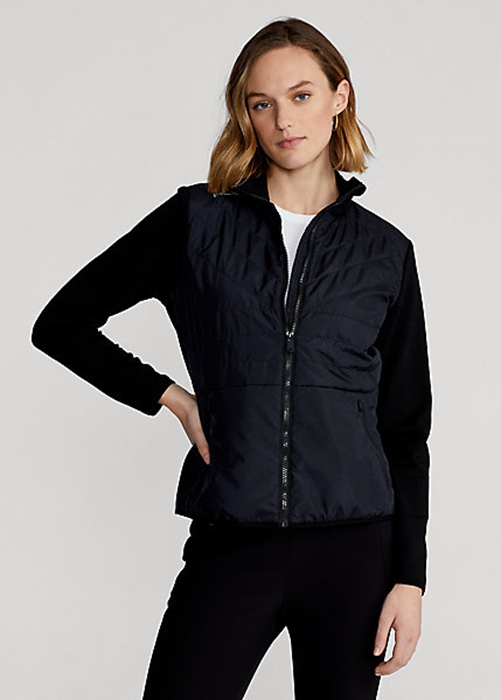 Black Ralph Lauren Hybrid Full-Zip Women's Jackets | 5162-OZHCD