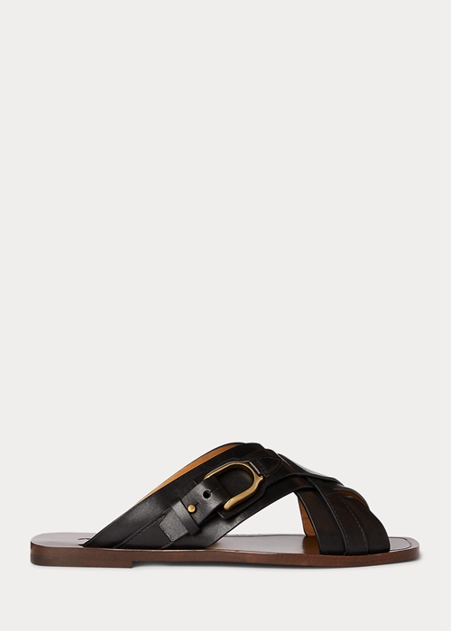 Black Ralph Lauren Jacie Calfskin Stirrup Women's Sandals | 5071-QMYZE