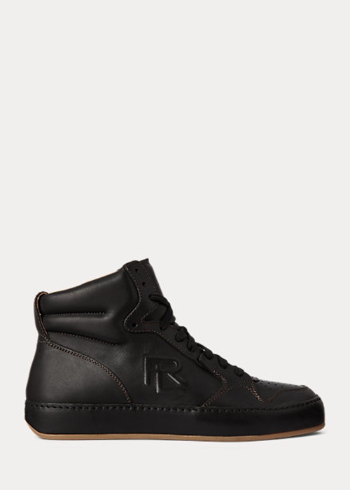Black Ralph Lauren Jaemyn Calfskin High-Top Women's Sneakers | 0135-DJAEI