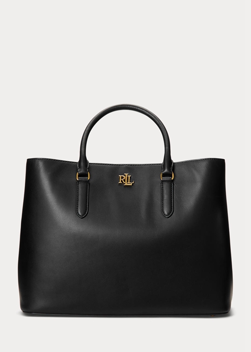 Black Ralph Lauren Leather Large Marcy Women's Satchel Bags | 9358-MOCAQ