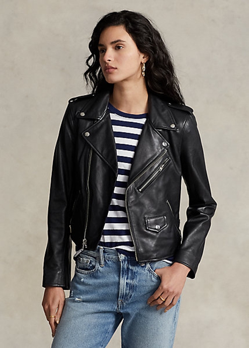Black Ralph Lauren Made with full-grain, supple sheepskin, this luxurious iteration of Polo's moto channels a downtown vibe and free-spirited style. Women's Jackets | 7236-YDMKT