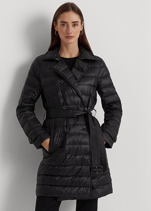 Black Ralph Lauren Metallic Quilted Down Women's Coats | 6597-YTBDG