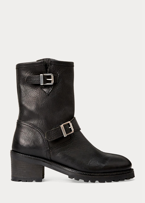Black Ralph Lauren Payge Vachetta Leather Women's Boots | 8965-OXEYG