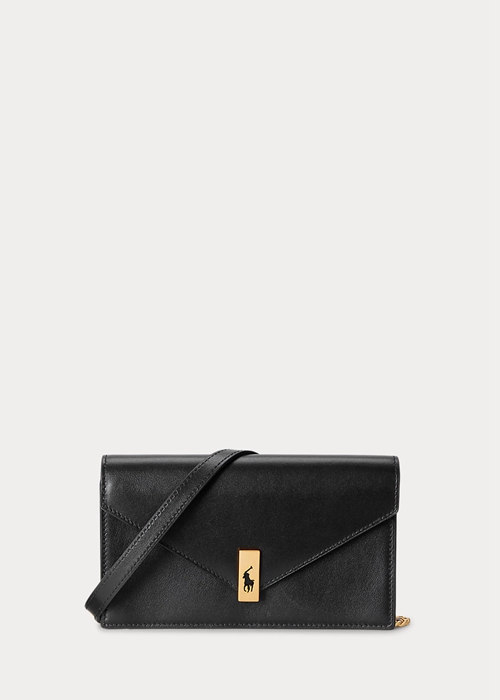 Black Ralph Lauren Polo ID Leather Chain Women's Wallets | 8731-QLDAU