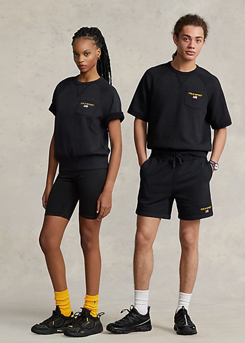 Black Ralph Lauren Polo Sport Short-Sleeve Women's Sweatshirts | 4923-EQCNO