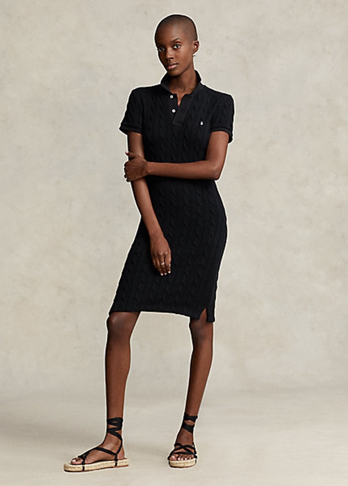 Black Ralph Lauren Skinny Fit Cable Cotton Women's Dress | 8063-YFMCB
