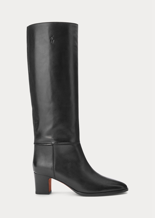 Black Ralph Lauren Tall Calfskin Women's Boots | 7852-NZJTF