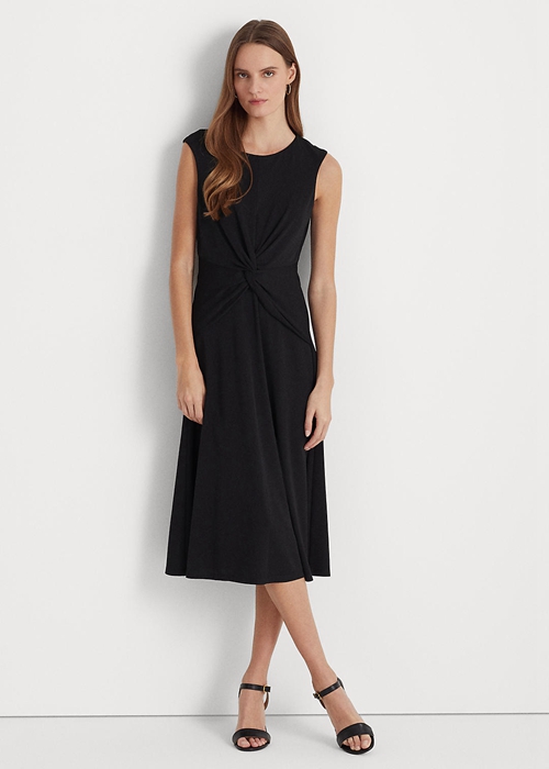 Black Ralph Lauren Twist-Front Jersey Women's Dress | 1723-ACTBX