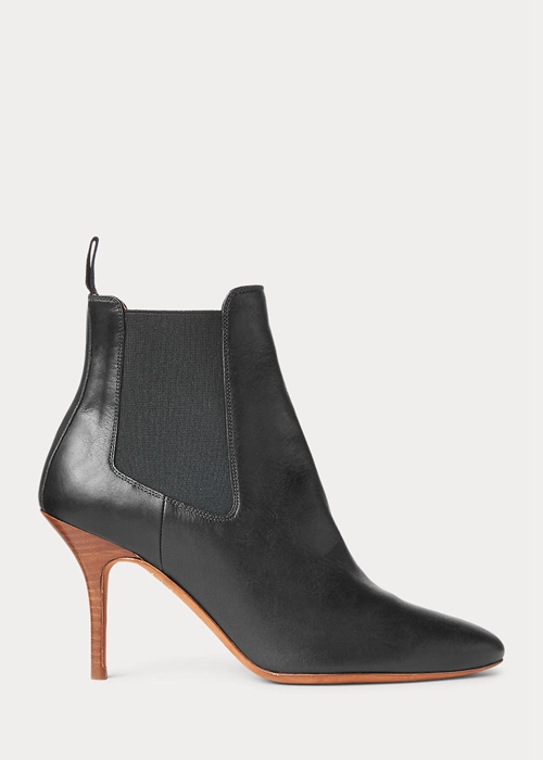 Black Ralph Lauren Vachetta Calfskin Kitten-Heel Women's Boots | 8473-VECLY