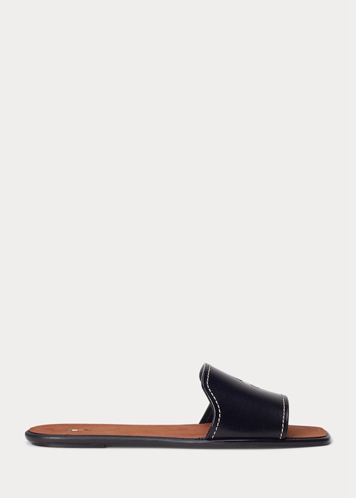 Black Ralph Lauren Vachetta Leather Women's Sandals | 4698-XQJKP