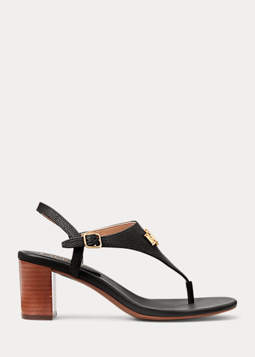 Black Ralph Lauren Westcott II Tumbled Leather Women's Sandals | 8765-AXULO