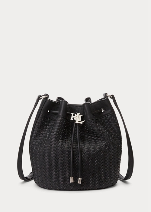 Black Ralph Lauren Woven Medium Andie Women's Handbag | 7129-RHYLE