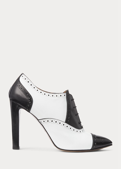Black / White Ralph Lauren Cerri Color-Blocked Calfskin Women's Boots | 7816-IJVEM