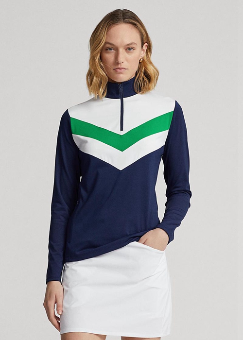 Blue Ralph Lauren Chevron-stripe Quarter-zip Pullover Women's Sweatshirts | 2310-HUIRY