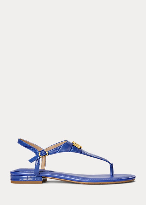 Blue Ralph Lauren Ellington Embossed Leather Women's Sandals | 7508-WRFDK