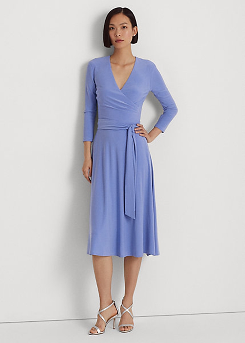 Blue Ralph Lauren Surplice Jersey Women's Dress | 7049-OXIYJ