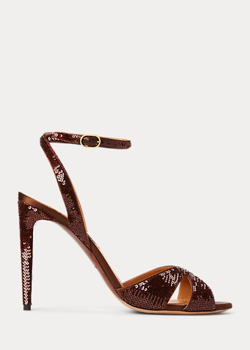 Brown Ralph Lauren Kandice Sequined Women's Sandals | 1049-VDBHL