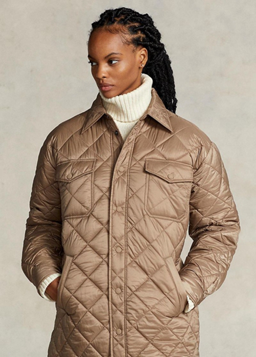Brown Ralph Lauren Oversize Water-repellent Quilted Women's Coats | 0528-JTQOG
