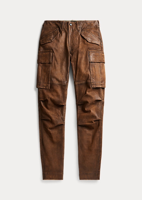 Brown Ralph Lauren Skinny Leather Cargo Women's Pants | 2974-LYMZT