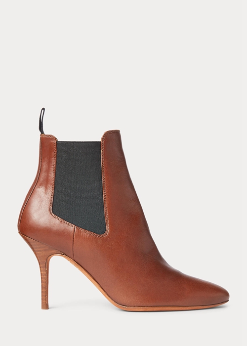 Brown Ralph Lauren Vachetta Calfskin Kitten-Heel Women's Boots | 3274-UPIFK