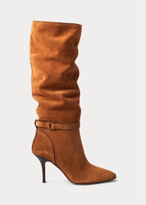 Brown Ralph Lauren Zoe Tall Sueded Calfskin Women's Boots | 2630-XNTWJ