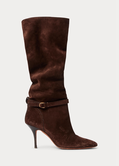 Chocolate Ralph Lauren Zoe Tall Sueded Calfskin Women's Boots | 7419-PXQLS
