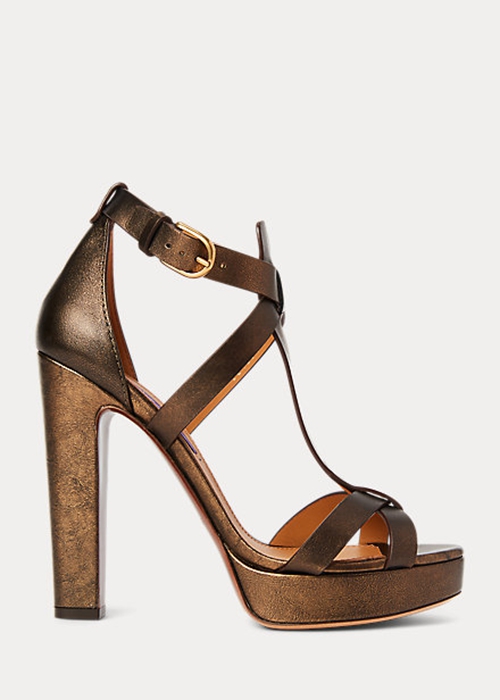 Copper Ralph Lauren Dakota Metallic Calfskin Women's Sandals | 1075-YBKHO