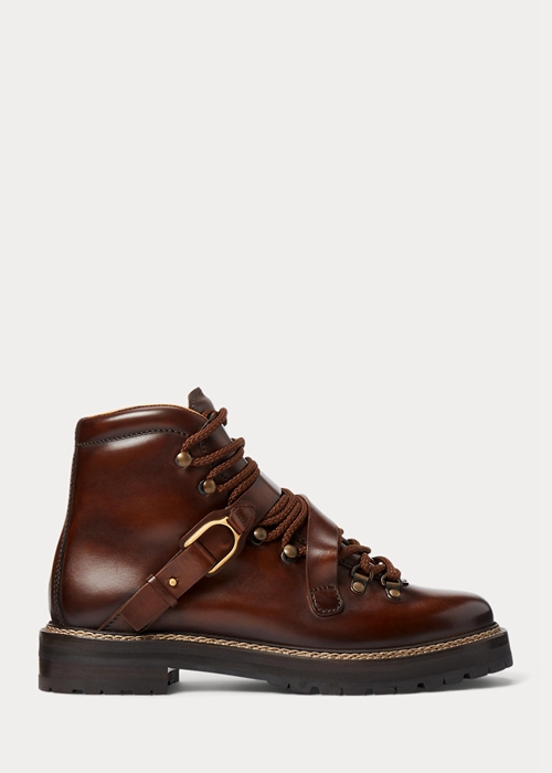 Dark Brown Ralph Lauren Dimicia Welington Hand-Burnishedie Women's Boots | 0387-HOYXA