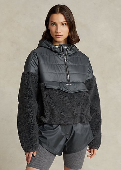 Dark Grey Ralph Lauren High-Pile & Ripstop Hybrid Pullover Women's Jackets | 0439-DYKZO