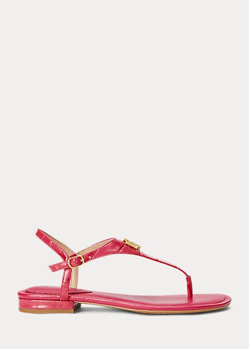 Fuchsia Ralph Lauren Ellington Embossed Leather Women's Sandals | 5648-IBLMW
