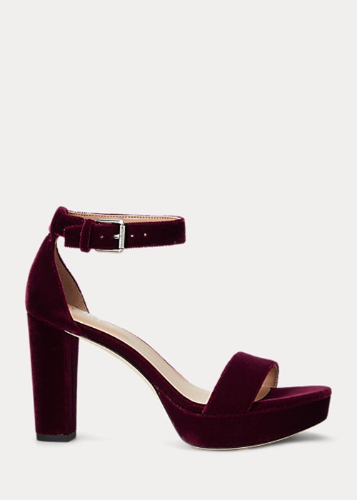 Fuchsia Ralph Lauren Sylvia Velvet Women's Sandals | 3576-ZOGFA