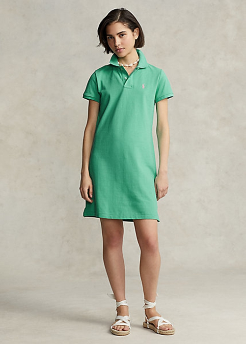 Green Ralph Lauren Cotton Mesh Women's Dress | 5428-XHLEV