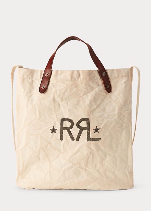 Greige Ralph Lauren Logo Canvas Market Women's Tote Bags | 5930-PWCQA