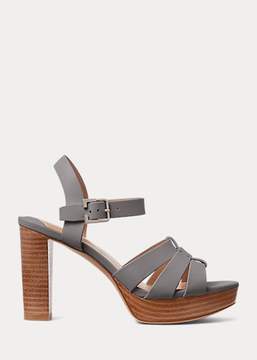 Grey Ralph Lauren Soffia Nappa Leather Women's Sandals | 9167-ZMHCT
