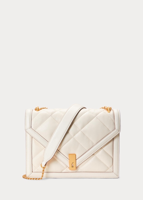 Ivory Ralph Lauren Polo ID Quilted Leather Envelope Women's Crossbody Bags | 1950-XRZTK