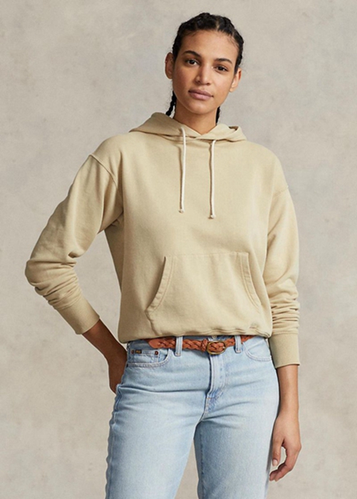 Khaki Ralph Lauren Cotton Fleece Women's Hoodie | 2658-LTJKY