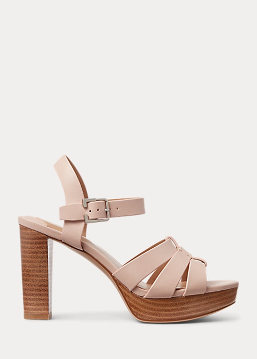Light Pink Ralph Lauren Soffia Nappa Leather Women's Sandals | 5632-ZPGCA
