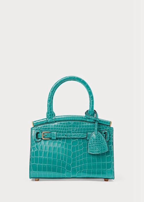 Mint Ralph Lauren Alligator Mini Rl50 Women's Handbag | 0632-GOLIE