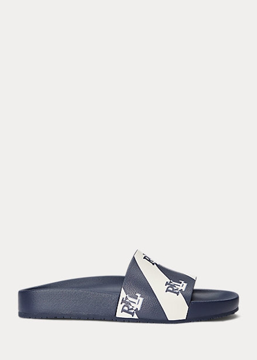 Navy Ralph Lauren Audrina Logo Faux-Leather Women's Sandals | 9732-AWDUO