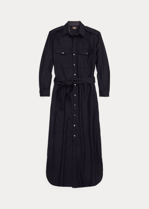 Navy Ralph Lauren Belted Wool-Blend Women's Dress | 8740-AFCHO