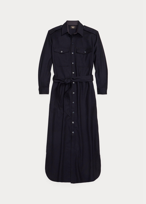 Navy Ralph Lauren Belted Wool-Blend Women's Dress | 9721-NWCIT