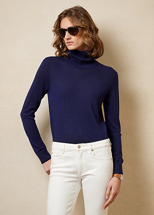 Navy Ralph Lauren Cashmere Turtleneck Women's Sweaters | 1290-KFHTY