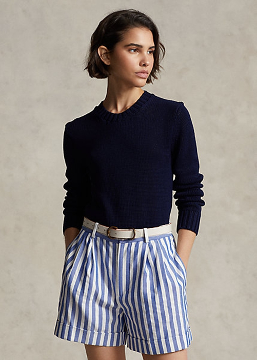 Navy Ralph Lauren Cotton Crewneck Women's Sweaters | 8675-FDYQE